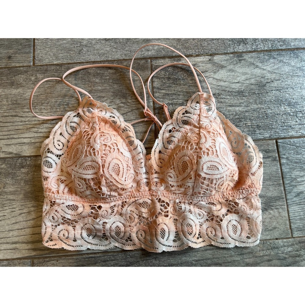 Victorias Secret PINK Lace Bralette size Medium Fairy Crochet Romantic Goth Bra